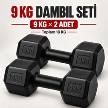 Blooming Plus 9 kg x 2 Adet Siyah Altıgen Dambıl Seti – Toplam 18 kg