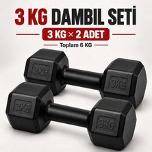Blooming Plus 3 kg x 2 Adet Siyah Altıgen Dambıl Seti – Toplam 6 kg