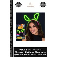 Floranova Delux Serisi Festival Aksesuar Kutlama Glow Neon Işıklı Ay Şekilli Yeşil Glow Taç