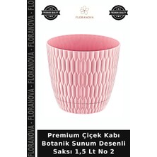 Floranova Premium Çiçek Kabı Botanik Sunum Desenli Saksı 1,5 Lt No 2