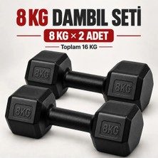 Blooming Plus 8 kg x 2 Adet Siyah Altıgen Dambıl Seti – Toplam 16 kg