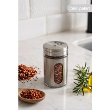 Layfislife Lüks Metal Kaplamalı Cam Tuzluk Biberlik 8 cm – Şık Baharatlık 1 Adet