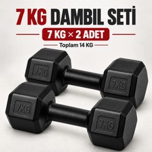 Blooming Plus 7 kg x 2 Adet Siyah Altıgen Dambıl Seti – Toplam 14 kg