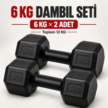 Blooming Plus 6 kg x 2 Adet Siyah Altıgen Dambıl Seti – Toplam 12 kg