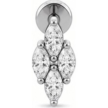 Defne Silver Premium Titanyum Markiz Taşlı Piercing