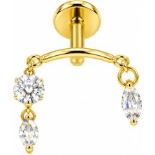 Defne Silver Premium Titanyum Taş Sallantılı Piercing