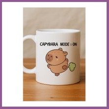Bezos Capybara Mode On Yazılı Komik Tasarım Kupa Model 238 Sevimli Baskılı Seramik Kahve Kupası Rengaren