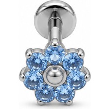 Defne Silver Premium Titanyum Çiçek Piercing