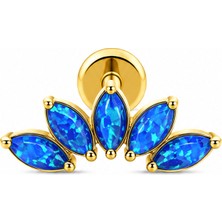 Defne Silver Premium Titanyum Opal Taşlı Piercing
