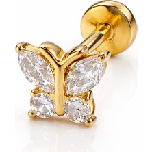 Defne Silver Premium Titanyum Kelebek Piercing