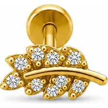 Defne Silver Premium Titanyum Yaprak Piercing