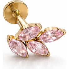 Defne Silver Premium Titanyum Yaprak Piercing