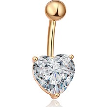 Nacario Chavin Kalp Taşlı Gold Göbek Piercing DA47