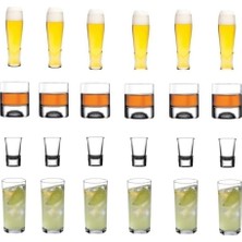 Nacario Paşabahçe Yılbaşı Özel Meşrubat Bardağı Bira Viski Shot ve Rakı Bardak Seti 24 Parça Orjinal