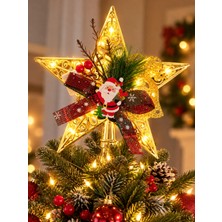 Toha Işıklı Yılbaşı Ağacı Tepeliği ⭐ 20 cm LED Yıldız Tepe Süsü, Dekoratif Noel Ağacı Süsü 🎄✨