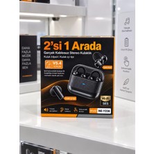 2’si 1 Arada Kablosuz Bluetooth Kulaklık 4 Kulaklıklı Klipsli ve Kulak Içi Tasarım Hi Fi Ses Dokunmatik Kontrol V5.4 Şarj Kutulu Siyah
