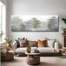 Nacario Gaagart Uzun Panaromik Kanvas Tablo Soyut Bohem Çizgisel Ağaçlar, 150 x 50