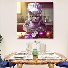 Nacario Gaagart Kare Kanvas Mutfak Tablosu Aşçı Hayvanlar British Shorthair Kedi, 50 x 50