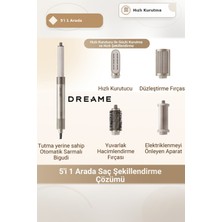 Dreame Saç Şekillendirme Seti, Airstyle Gold Fön Fırçası ve Air Styler Seti 3 Kademeli Otomatik Kapanmalı 1300W Iyonik Hızlı Kurutma Çok Amaçlı Saç Cihazı