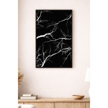 Siyah Beyaz Şimşek ve Yıldırım Desenli Soyut Sanat Minimalist Modern Dekoratif Duvar Tablosu (Çerçeve Seçenekli)