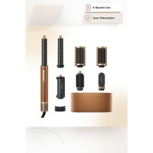 Dreame Saç Şekillendirme Seti, Airstyle Pro Gold Fön Fırçası ve Air Styler Seti 6 Aparatlı Iyon Destekli Titanyum Plaka Hızlı Kurutma Şekillendirme Cihazı
