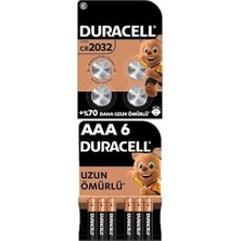 Nacario Duracell 2032 Lityum Düğme Pil 3V 4'lü +Alkalin Aaa Ince Piller 6'lı Paket