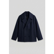 Abluka Online Erkek Oversize Kruvaze Kaban %40 Pamuk %40 Polyester %20 Akrilik Lacivert Basic Casual