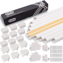 Odta Kablo Kanalı Seti, 4m (10X40CM) Kanal ve 15 Ek Aparat, 25X16MM Kendinden Yapışkanlı Kablo Gizleyici, Kablo Toparlayıcı, Tv ve Uzatma Kablosu Kirl