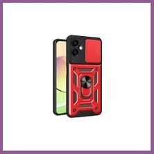 Bezos Samsung Galaxy A06 Uyumlu Kılıf Pars Lens Yüzüklü Silikon - Kırmızı Rengaren