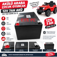 EYE PC Pilsan Black Thunder Akülü Araba Çocuk Oyuncak Akülü Araba Uyumlu 12 Volt 7 Amper Akü 12V 7AH 20HR (12-7) Yeniakü