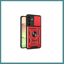 Bezos Samsung Galaxy A16 5g Uyumlu Kılıf Pars Lens Yüzüklü Silikon - Kırmızı Mac