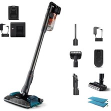 Philips Çift Bataryalı Kablosuz Dikey Süpürge, Powercyclone 12, Aqua Plus Silme Modülü ve Ek Şarj Standı, LED Başlıkla Zemin Temizliği, 80 Dakikaya Kadar Eco El Kullanımı XC8054/01