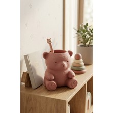 Grifon3D 3D Baskı Sevimli Ayı Figürlü Kalemlik & Masaüstü Organizatör - Dekoratif Mini Saksı (10 Cm)