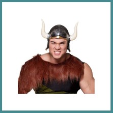 Bezos Mega Boynuzlu Viking Ivar Kaskı Eskitilmiş Desen Gümüş Renk Mac