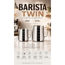 Tr Inox 350ML-550ML Barista Süt Sürahisi Seti - Süt Köpürtme Potu - Paslanmaz Çelik, 74300007