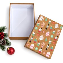 Str Store Yılbaşı Hediye Kutusu – 28X20X8 cm Noel Temalı Kapaklı Hediye Kutusu | Dayanıklı Karton, Varak Detaylı Yeni Yıl Hediye Paketi Kutusu Model 2