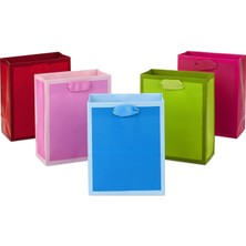 Str Store Doğum Günleri, Paskalya, Partiler Veya Herhangi Bir Etkinlik Için 15,24 cm Küçük Düz Renk Hediye Çantaları (5'li Paket - Kırmızı, Yeşil, Mavi, Açık Pembe, Canlı Pembe)