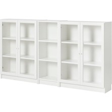 IKEA Beyaz Cam Kapaklı Kitaplık 200X30X106 cm