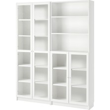 IKEA Beyaz Cam Kapaklı Kitaplık 160X30X202 cm