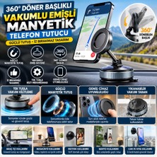 Veraura Lifestyle 360° Döner Başlıklı Vakumlu Emişli Manyetik Telefon Tutucu – Güçlü Mıknatıslı, Iz Bırakmaz
