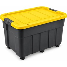 Turan Home Tekerlekli Premium Kapaklı Plastik Saklama Kutusu, 60 L