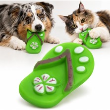 Kawin Madpet Sesli Parmak Arası Terlik Tasarımlı Köpek ve Kedi Oyuncağı - Çiğneme, Isırma, Diş Kaşıma, Günlük Oyun, Eğitim ve Ev Içi Aktivite Için Hafif Kauçuk, Taşınabilir, Sesli Tasarım (Yeşil)