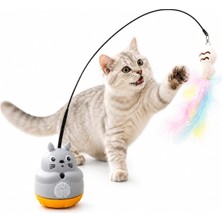 Kawin Madpet Yapışkanlı Kedi Oyun Oltası – 360° Dönen Hareketli Gövdeli, Tüylü Peluş Uçlu Interaktif Kedi Oyuncağı, Esnek Çubuklu Sabitlenebilir Egzersiz ve Av Oyuncağı