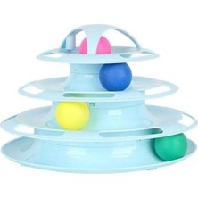Kawin Miapet Tower Of Tracks 4 Katlı Tüylü Yuvarlak Kedi Oyuncağı 24 x 13 cm Turkuaz