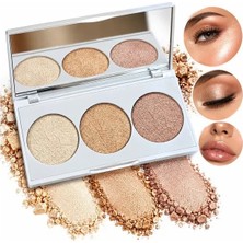 Rowenarose 3 Renkli Işıltılı Aydınlatıcı Paleti – Aynalı Highlighter Paleti