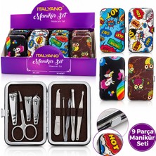 Nargo 12 Adet -  8 Parçalı - Krom Manikür - Pedikür Bakım Seti Figürlü Model Çantalı