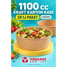 Yorulmaz Ambalaj 1100 cc Kraft Salata Kase Kapaksız 25'li | Salata, Meze ve Makarna Kabı