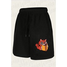 Zoka Wear Kitap Okuyan Kedi Baskılı Şort Unisex