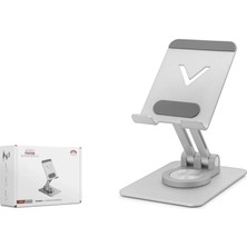 İlkyaz Fashion Ifk 360 Derece Döner Ayarlanabilir Masaüstü Telefon Standi Metal - Gümüş HDX8025