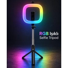 İlkyaz Fashion Ifk Fotoğraf ve Video Çekimi Için Rgb Halka Işık Bluetooth Kumandalı Telefon Tripodu